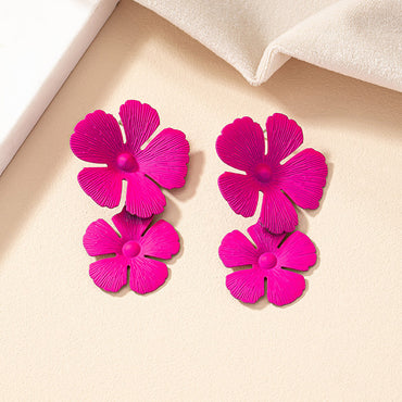 1 Pair Nordic Style Vintage Style Exaggerated Flower Plating Iron Gold Plated Drop Earrings