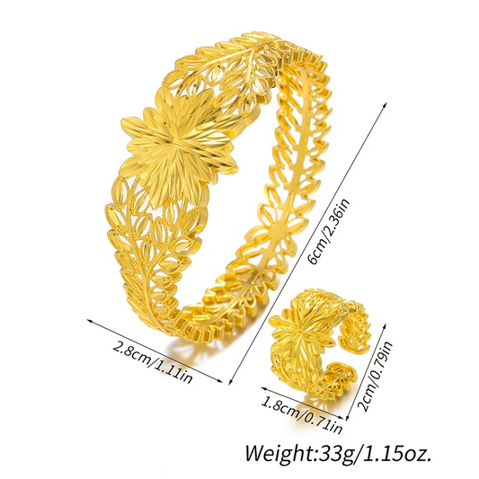Elegant Luxurious Geometric Copper 18k Gold Plated Rings Bracelets In Bulk
