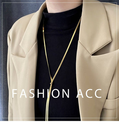 Simple Style Solid Color Stainless Steel Titanium Steel Plating 18k Gold Plated Sweater Chain
