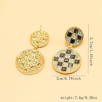 1 Pair Casual French Style Geometric Inlay Alloy Rhinestones Gold Plated Drop Earrings