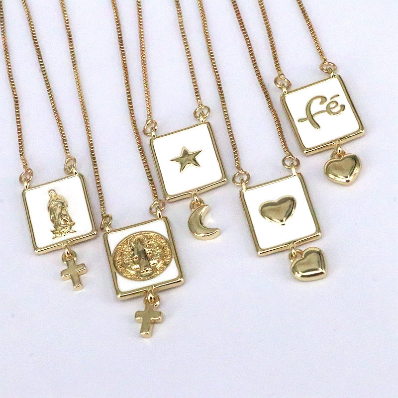 Streetwear Star Heart Shape Copper Gold Plated Pendant Necklace In Bulk