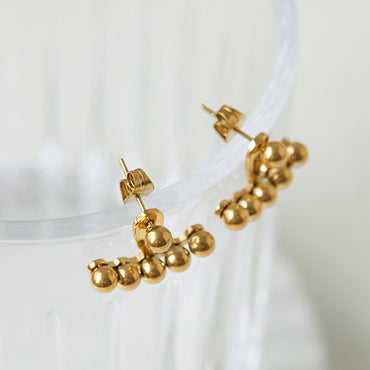 1 Pair Elegant French Style Streetwear Ball Plating Titanium Steel 18k Gold Plated Ear Studs
