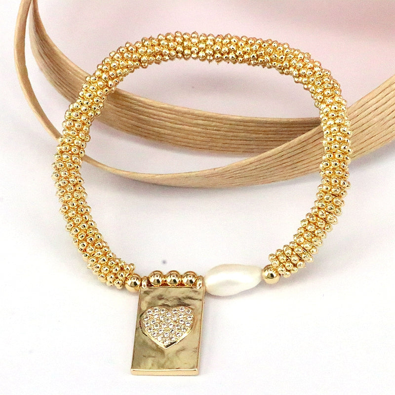 Elegant Vintage Style Luxurious Cross Star Heart Shape Copper 18k Gold Plated Zircon Bracelets In Bulk