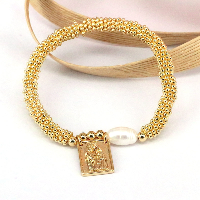 Elegant Vintage Style Luxurious Cross Star Heart Shape Copper 18k Gold Plated Zircon Bracelets In Bulk