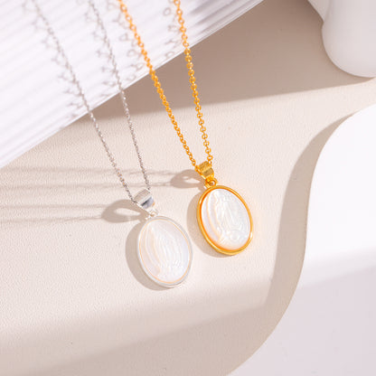 Elegant Oval Sterling Silver Silver Plated Pendant Necklace