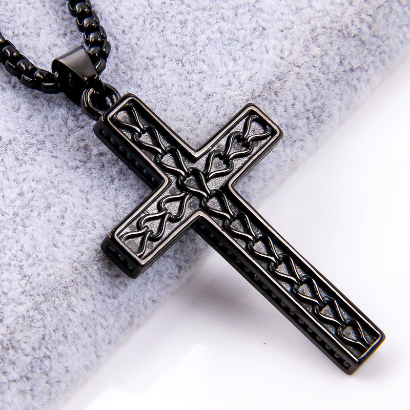 Simple Style Cross Titanium Steel Plating Men's Pendant Necklace