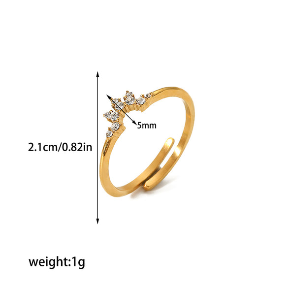 Retro Circle Stainless Steel Polishing Plating Zircon 18k Gold Plated Rings