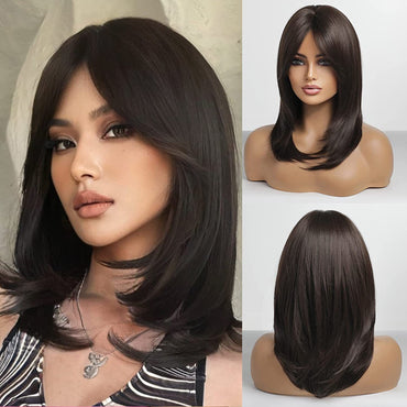 Women's Elegant Casual Holiday High Temperature Wire Centre Parting Long Straight Hair Wigs