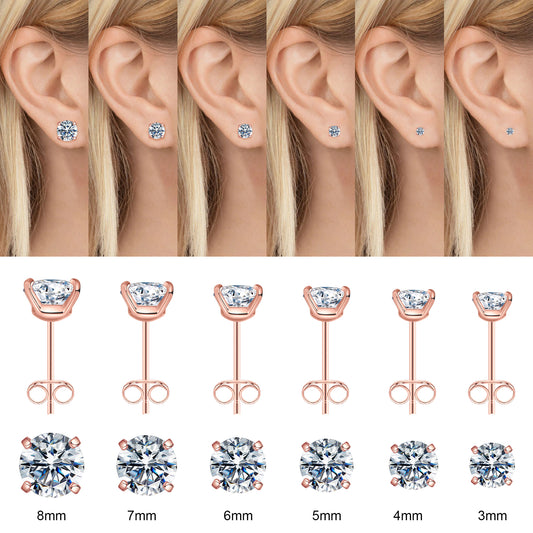 1 Set Simple Style Solid Color Plating Inlay Copper Zircon 14k Gold Plated Rose Gold Plated White Gold Plated Ear Studs