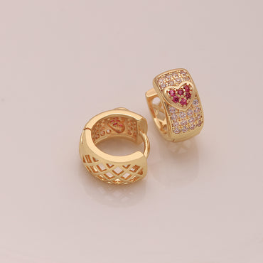 1 Pair Ig Style Simple Style Heart Shape Snake Plating Inlay Copper Zircon 18k Gold Plated Hoop Earrings