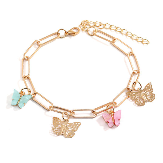Simple Style Commute Butterfly Alloy Hollow Out Women's Anklet