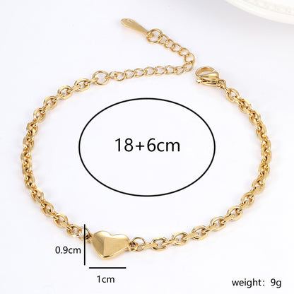 Fashion Cross Heart Shape Shell Stainless Steel Plating Rhinestones 18k Gold Plated Bracelets
