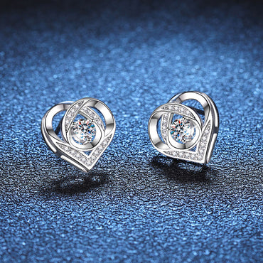 1 Pair Elegant Glam Heart Shape Inlay Sterling Silver Zircon White Gold Plated Ear Studs