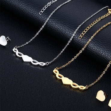 Wholesale Simple Style Infinity Heart Shape Titanium Steel Plating Hollow Out Earrings Necklace
