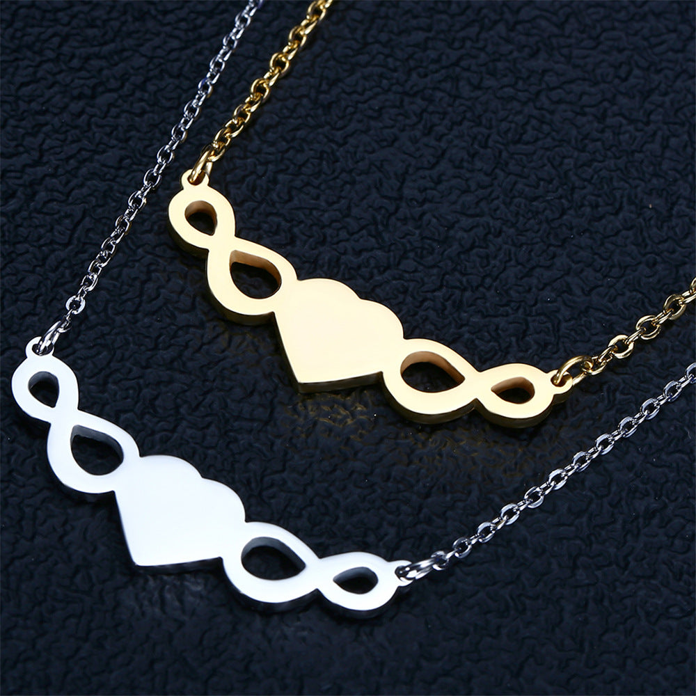 Wholesale Simple Style Infinity Heart Shape Titanium Steel Plating Hollow Out Earrings Necklace