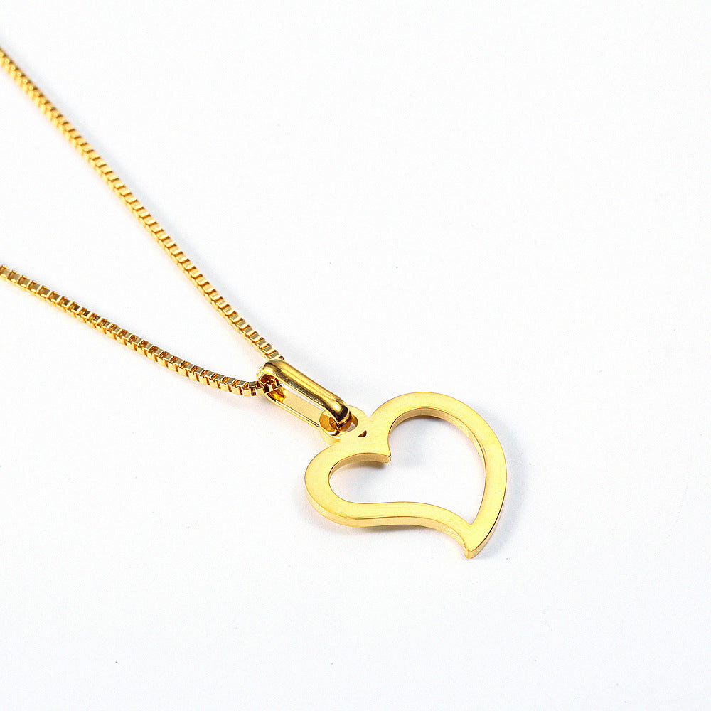 Wholesale Simple Style Heart Shape Titanium Steel Plating Hollow Out 18k Gold Plated Jewelry Set