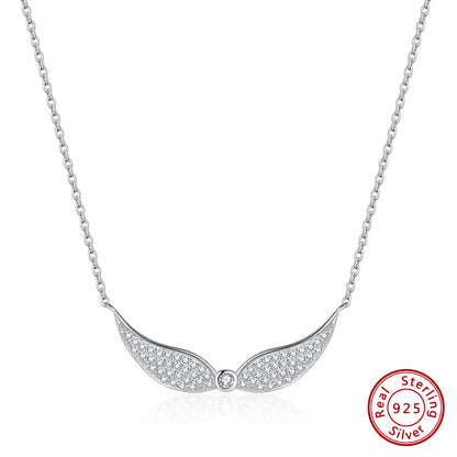 Simple Style Korean Style Wings Sterling Silver Plating Inlay Zircon 14k Gold Plated White Gold Plated Necklace