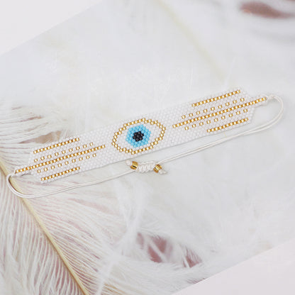 IG Style Devil's Eye Artificial Crystal Glass Knitting Women's Bracelets