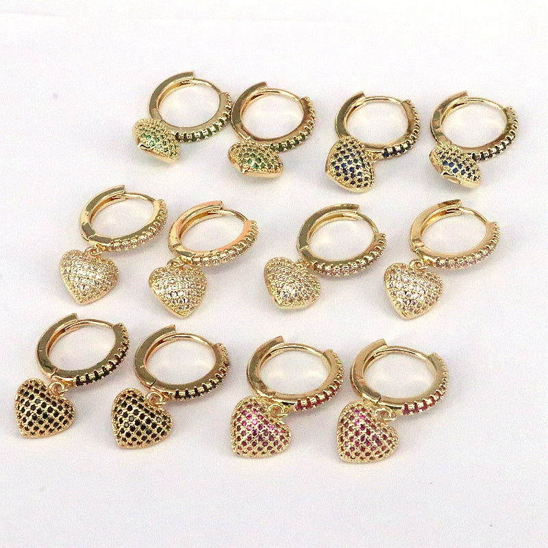 1 Piece Simple Style Heart Shape Plating Inlay Copper Zircon 18k Gold Plated Ear Cuffs