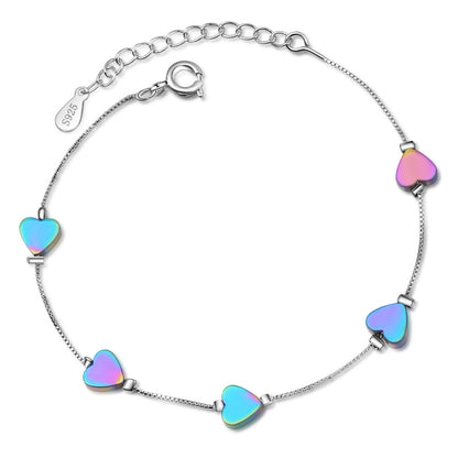Simple Style Heart Shape Artificial Stone Copper White Gold Plated Bracelets In Bulk