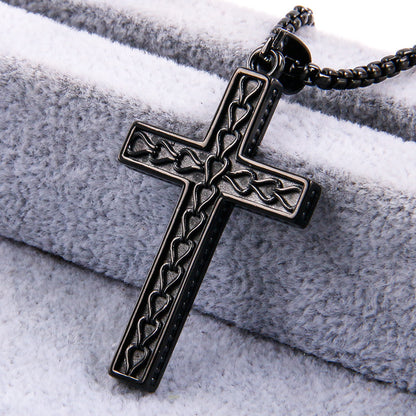 Simple Style Cross Titanium Steel Plating Men's Pendant Necklace