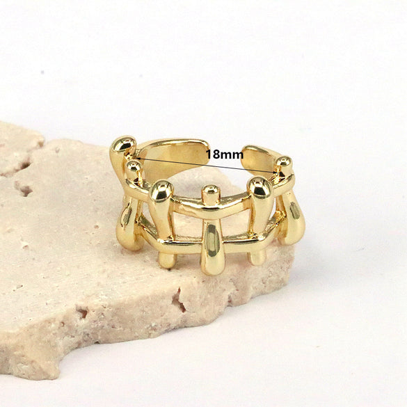 Vintage Style Round Solid Color Copper Gold Plated Open Rings In Bulk