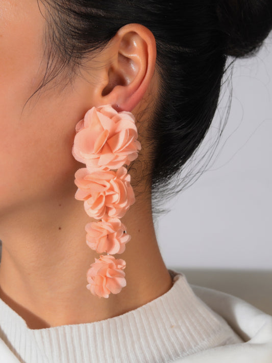 1 Pair Casual Flower Cloth Drop Earrings