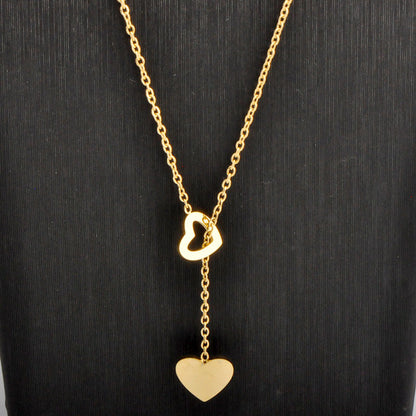 Titanium Steel Vintage Style Heart Shape Plating Pendant Necklace