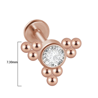 Casual Simple Style Shiny Geometric Stainless Steel Plating Inlay Artificial Gemstones Lip Stud