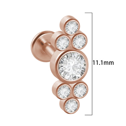 Casual Simple Style Shiny Geometric Stainless Steel Plating Inlay Artificial Gemstones Lip Stud