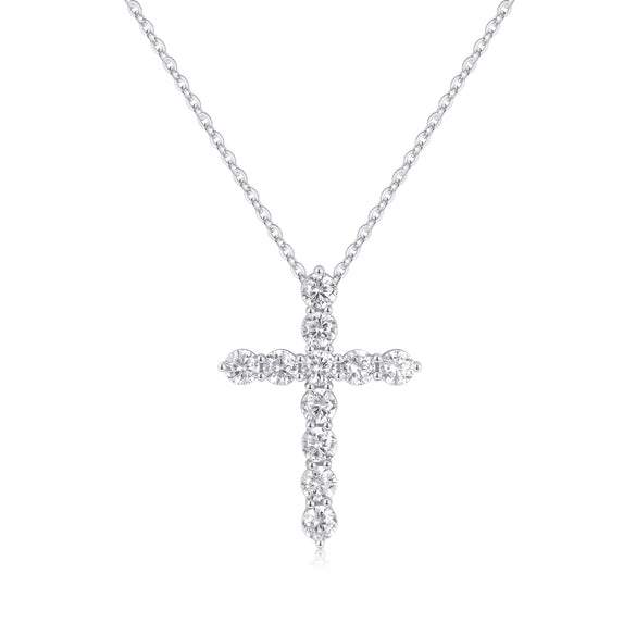 Simple Style Cross Sterling Silver Plating Inlay Zircon 14k Gold Plated Rose Gold Plated Silver Plated Pendant Necklace