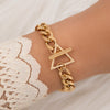 Simple Thick Chain Geometric Leaf Airplane Bracelet 4 Piece Set