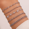 Simple Thick Chain Geometric Leaf Airplane Bracelet 4 Piece Set
