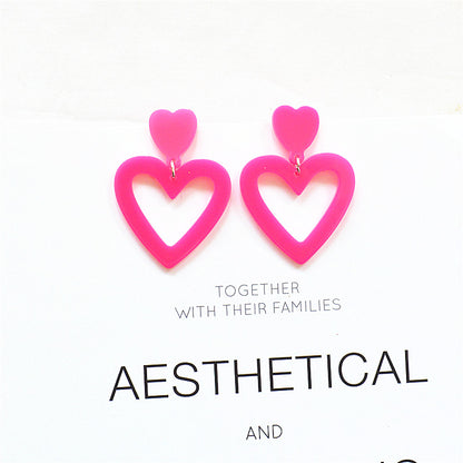 1 Pair Ig Style Casual Letter Heart Shape Butterfly Arylic Metal Drop Earrings
