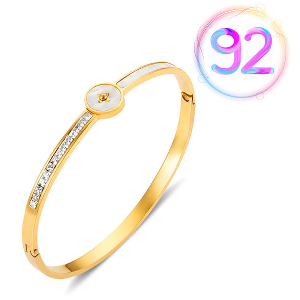 Fashion Geometric Stainless Steel Plating Zircon Bangle