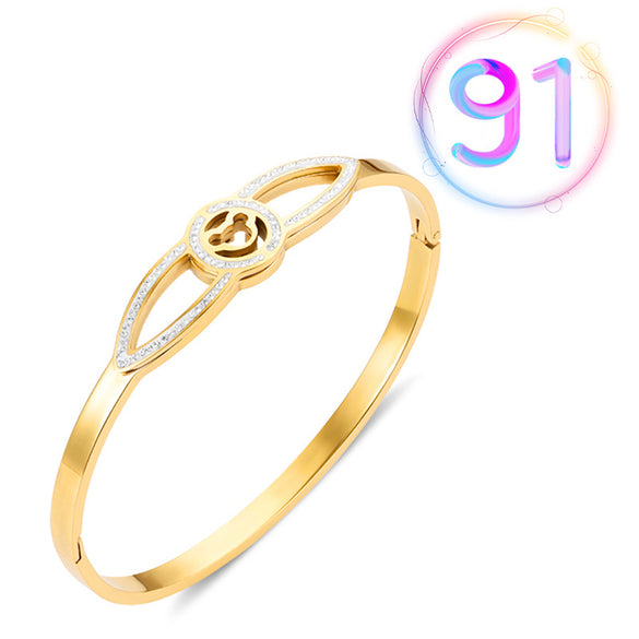 Fashion Geometric Stainless Steel Plating Zircon Bangle