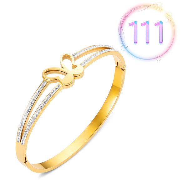 Fashion Geometric Stainless Steel Plating Zircon Bangle