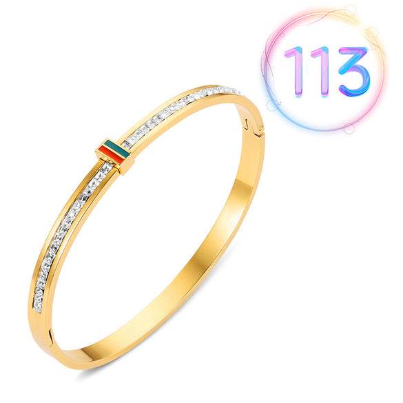 Fashion Geometric Stainless Steel Plating Zircon Bangle