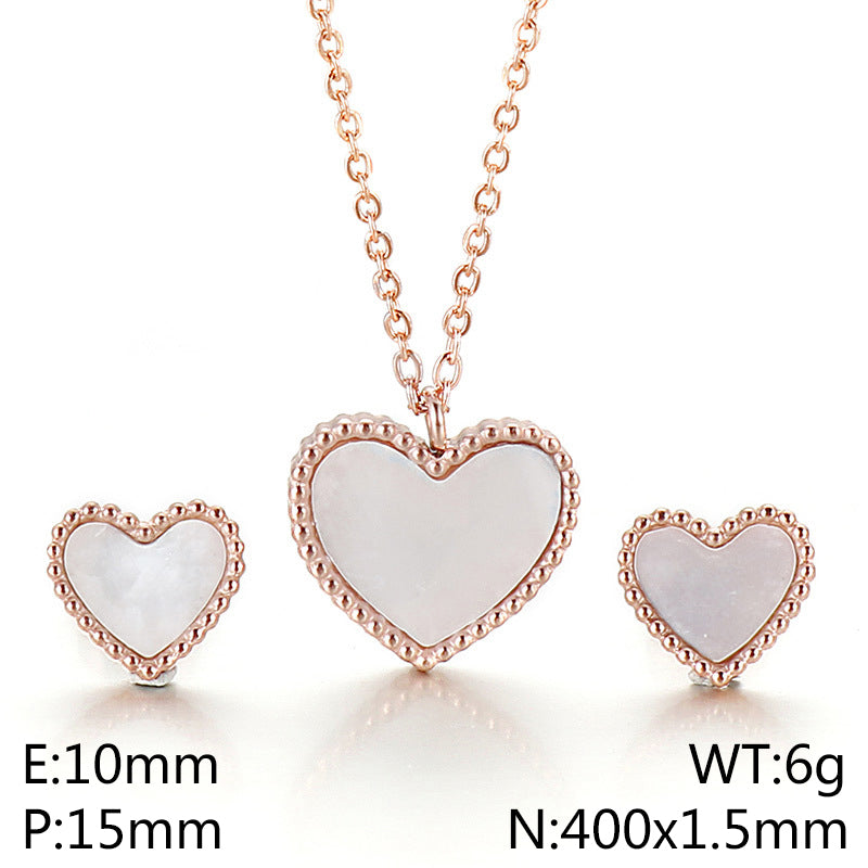 Wholesale Simple Style Heart Shape Titanium Steel Jewelry Set