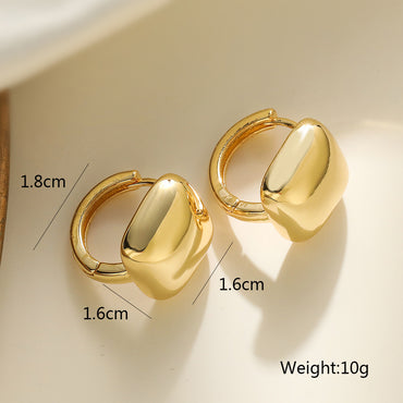 1 Pair Simple Style Commute Square Solid Color Plating Copper 18k Gold Plated Earrings