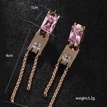 1 Pair Nordic Style Xuping Geometric Color Block Plating Inlay Copper Alloy Artificial Gemstones 18k Gold Plated Drop Earrings