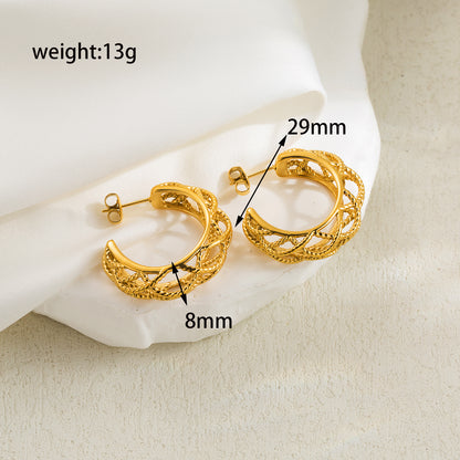 1 Pair Casual Classic Style Sunflower Waves Flower Plating Hollow Out Stainless Steel 14k Gold Plated Ear Studs