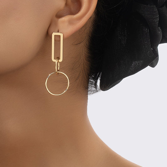 1 Pair French Style Simple Style Quadrilateral Circle Plating Alloy Gold Plated Drop Earrings