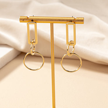 1 Pair French Style Simple Style Quadrilateral Circle Plating Alloy Gold Plated Drop Earrings