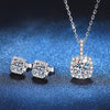Glam Luxurious Square Sterling Silver Plating Inlay Zircon Women's Earrings Necklace