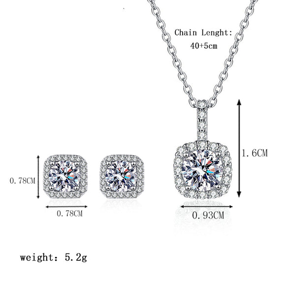 Glam Luxurious Square Sterling Silver Plating Inlay Zircon Women's Earrings Necklace
