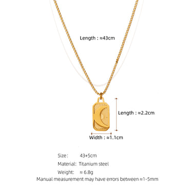 Simple Style Classic Style Sun Moon Titanium Steel Indentation 18k Gold Plated Pendant Necklace