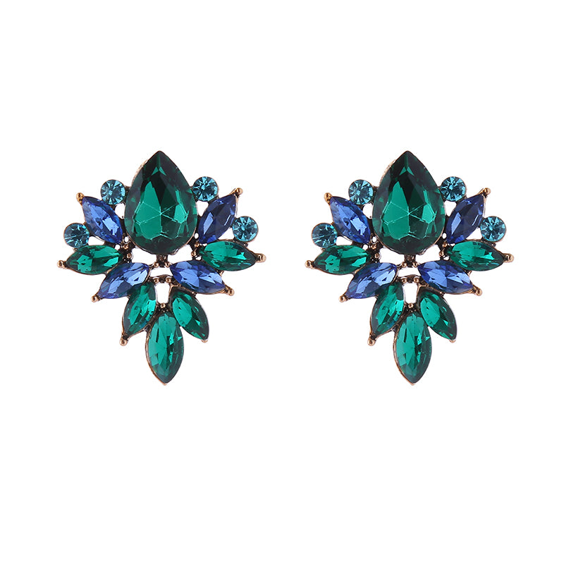 1 Pair Elegant Classic Style Flower Inlay Glass Rhinestones Ear Studs