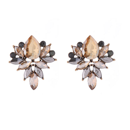 1 Pair Elegant Classic Style Flower Inlay Glass Rhinestones Ear Studs