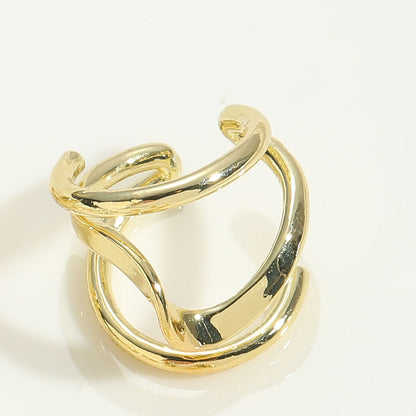 Simple Style Geometric Copper Plating 14k Gold Plated Open Rings
